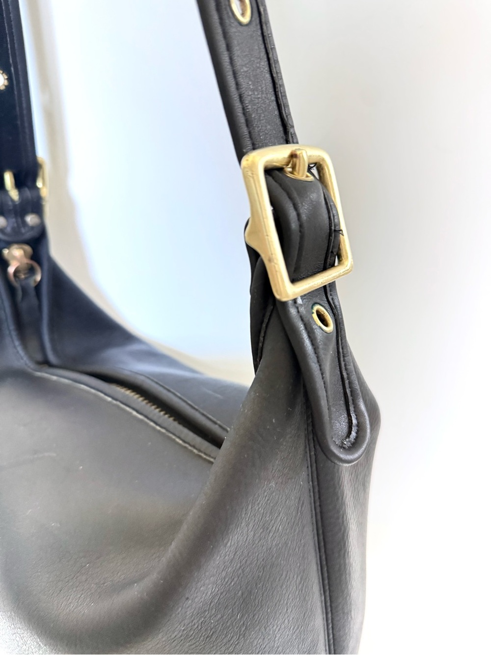 Vintage Coach 9085 Leather XL Duffle Bag Black Feed Sac Bucket Purse USA - Picture 11 of 15